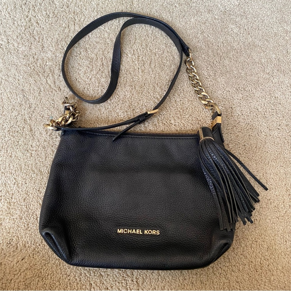 Michael Kors Black Crossbody Bag with Gold Accents